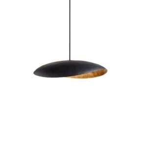 Black Saucer Pendant Light, Handmade Moroccan Brass and Black Hanging Lamp, Minimalist Oval Kitchen Island Chandelier, Modern Rustic Boho Ceiling Light Fixture