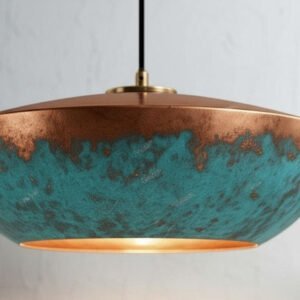 Green Patina Copper Pendant Light, Handmade Moroccan Copper Dome Chandelier, Rustic Verdigris Kitchen Island Hanging Lamp, Boho Copper Ceiling Light Fixture