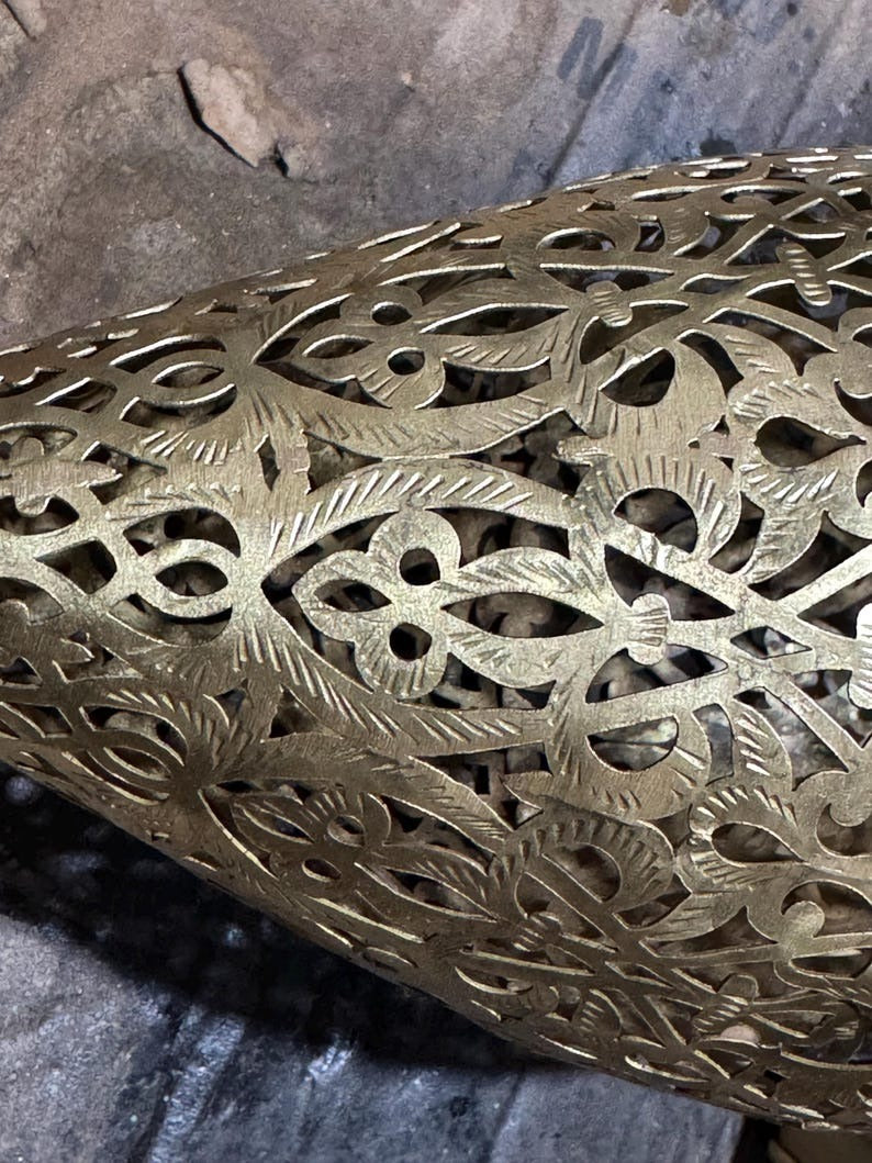Handmade Moroccan Brass Double Teardrop Wall Sconce – Pierced Gold Brass Up and Down Wall Light with Ornate Moorish Cutouts for Bedroom, Hallway, Entryway & Living Room