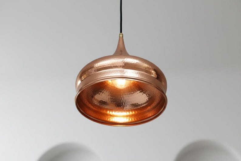 Handmade Moroccan Brass Onion Dome Pendant Light – Polished Copper Brass Hanging Lamp with Layered Ring Detail, Warm Boho Mediterranean Ceiling Light for Kitchen Island, Dining Room, Bedroom & Entryway