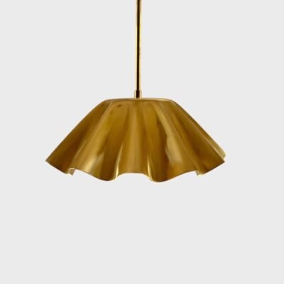 Small Fluted Brass Pendant Light, Handmade Moroccan Scalloped Brass Hanging Lamp, Gold Brass Kitchen Island Chandelier, Modern Rustic Boho Ceiling Light Fixture