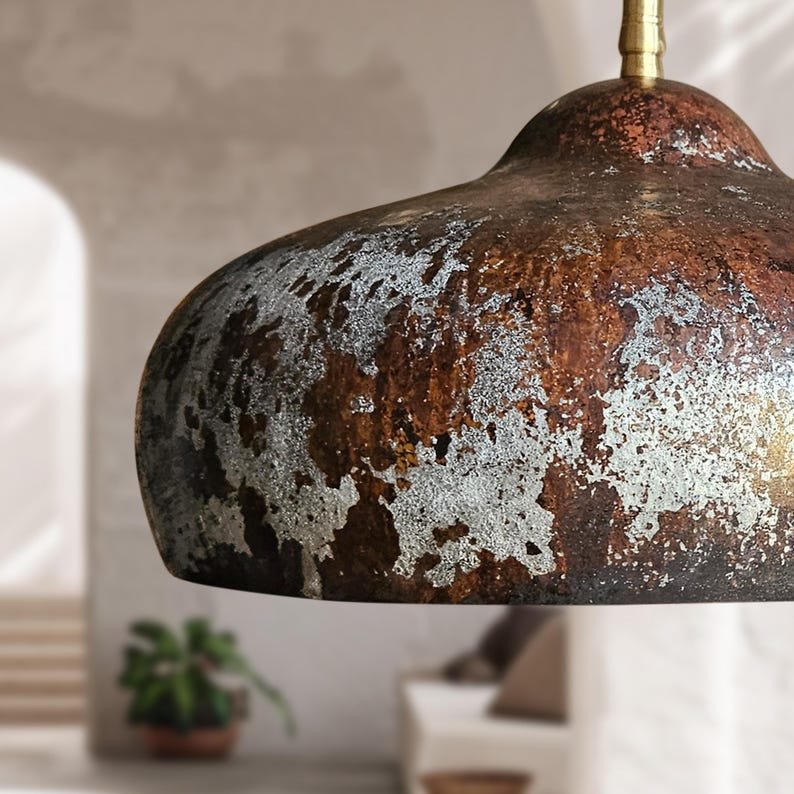 Aged Patina Brass Dome Pendant Moroccan
