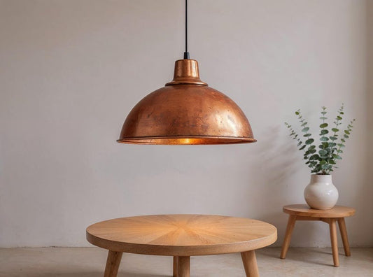 Aged Copper Dome Pendant Light, Handmade Moroccan Copper Kitchen Island Chandelier, Rustic Farmhouse Hanging Lamp, Vintage Boho Dining Room Ceiling Light Fixture