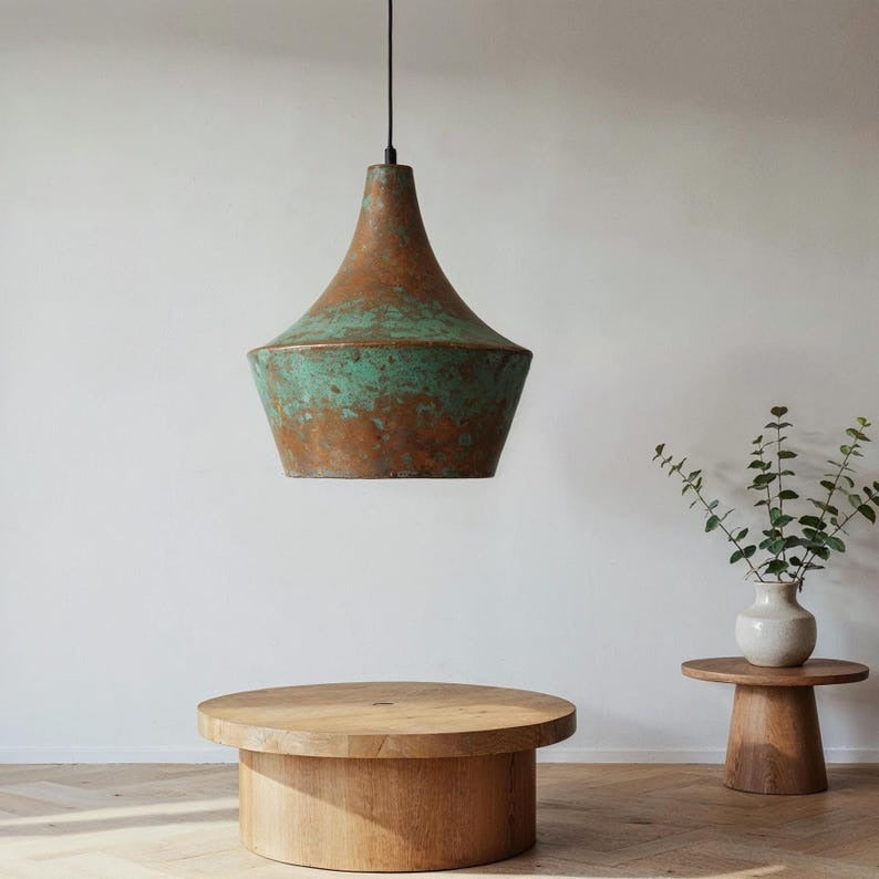 Verdigris Brass Bell Pendant Light – Antique Copper Moroccan Kitchen Island & Dining Chandelier
