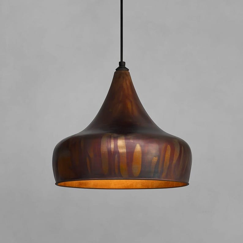 Antique Brass Bell Pendant Light – Handcrafted Moroccan Kitchen Island Chandelier with Warm Aged Finish