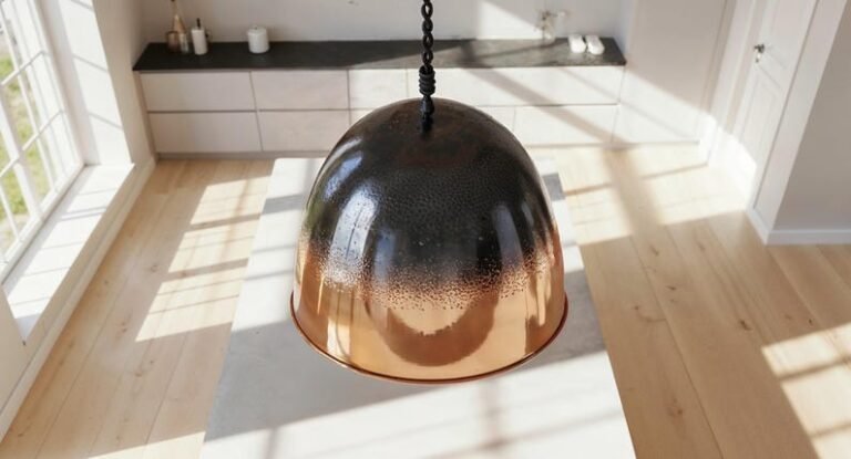 Black Ombre Copper Pendant Light, Handmade Hammered Dome Ceiling Lamp, Rustic Modern Kitchen Island Chandelier