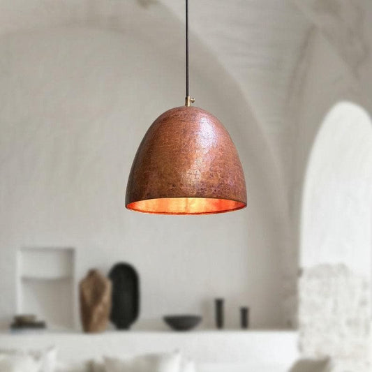 Hammered Copper Bell Pendant Light, Handmade Moroccan Copper Hanging Lamp, Rustic Rose Copper Kitchen Island Chandelier, Boho Farmhouse Ceiling Light Fixture