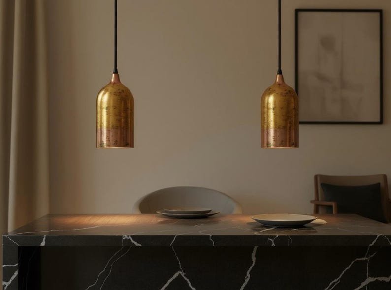 Antique Brass Cylinder Pendant Light, Handmade Moroccan Brass Kitchen Island Hanging Lamp, Rustic Gold Brass Chandelier, Boho Farmhouse Ceiling Light Fixture