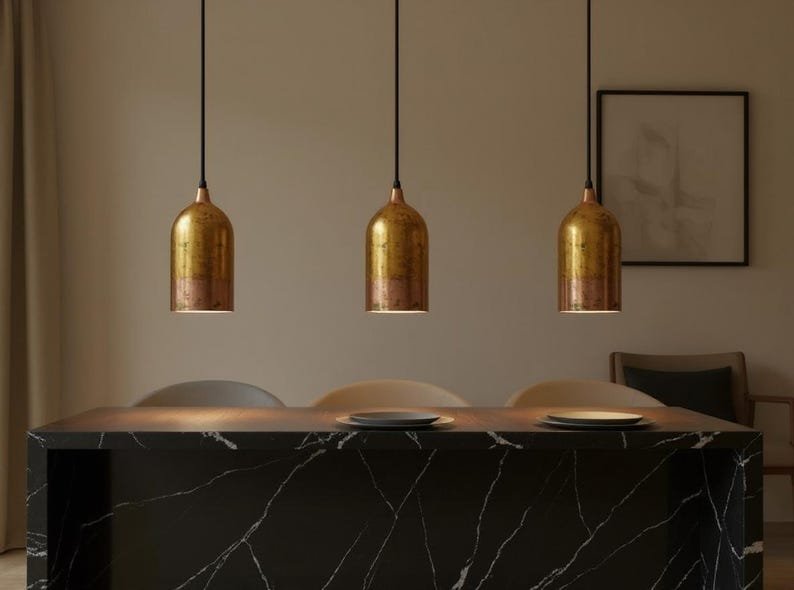 Antique Brass Cylinder Pendant Light, Handmade Moroccan Brass Kitchen Island Hanging Lamp, Rustic Gold Brass Chandelier, Boho Farmhouse Ceiling Light Fixture