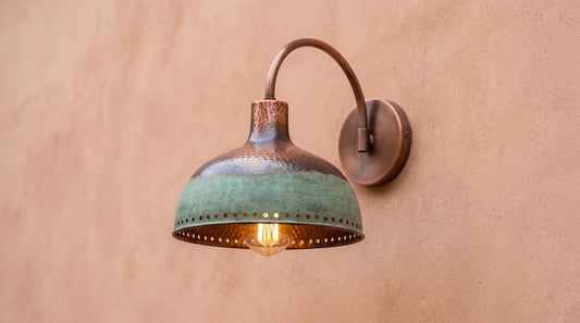 Handmade Brass Pendant Light – Verdigris Green Patina Dome Hanging Lamp with Hammered Copper Interior, Moroccan Rustic Kitchen Island Ceiling Fixture