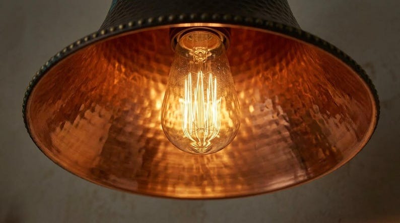 Handmade Brass Wall Sconce – Verdigris Green Patina Hammered Brass Bell Wall Light with Copper Interior, Moroccan Rustic Farmhouse Wall Lamp Fixture