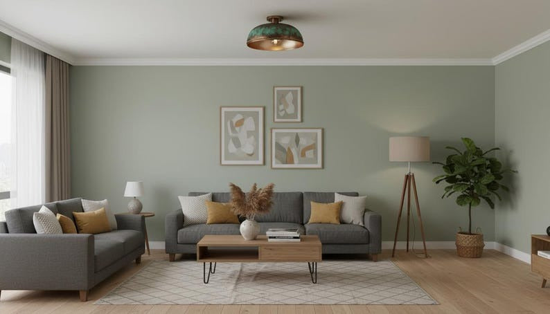 Handmade Moroccan Brass Flush Mount Ceiling Light – Large Green Verdigris Dome Fixture with Antique Copper Finish and Braided Edge
