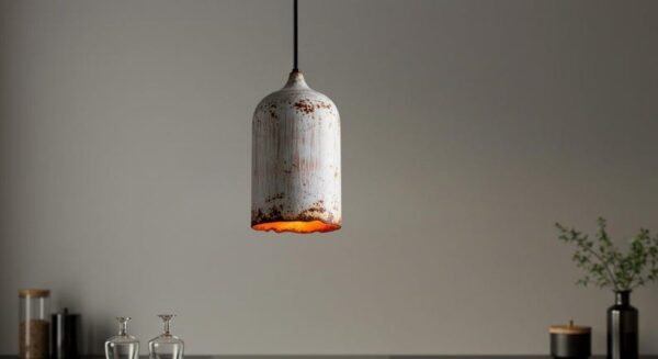 Distressed White Copper Cylinder Pendant Light, Handmade Moroccan Whitewashed Hanging Lamp, Rustic Copper Kitchen Island Chandelier, Boho Farmhouse Ceiling Light Fixture