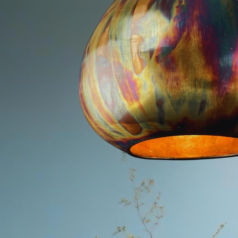 Set of 3 Handmade Moroccan Brass Pendant Lights – Multicolor Patina Teardrop Ceiling Lamps, Artisan Kitchen Island & Dining Room Lighting