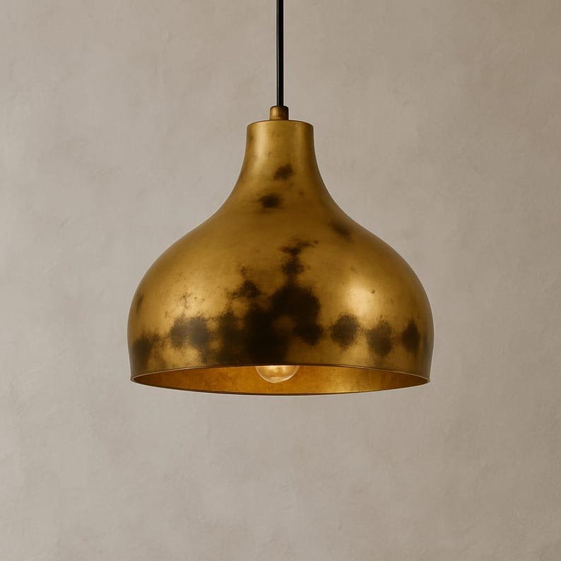 Handcrafted Brass Dome Pendant Light – Antique Gold Moroccan Kitchen Island Chandelier
