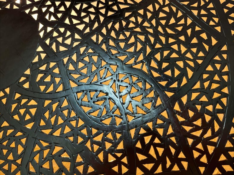 Handmade Moroccan Brass Round Wall Sconce – Pierced Mandala Wall Light with Geometric Arabesque Pattern and Warm Backlit Glow for Bedroom, Hallway, Entryway & Living Room
