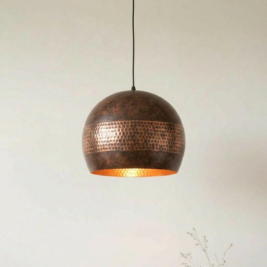 Handmade Moroccan Brass Pendant Light – Antique Copper Pierced Globe Ceiling Lamp, Perforated Brass Bedroom, Kitchen Island & Dining Room Lighting