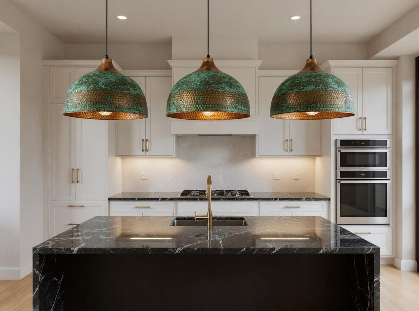 Green Patina Hammered Copper Dome Pendant Light, Handmade Moroccan Verdigris Copper Kitchen Island Chandelier, Rustic Boho Farmhouse Hanging Ceiling Light Fixture