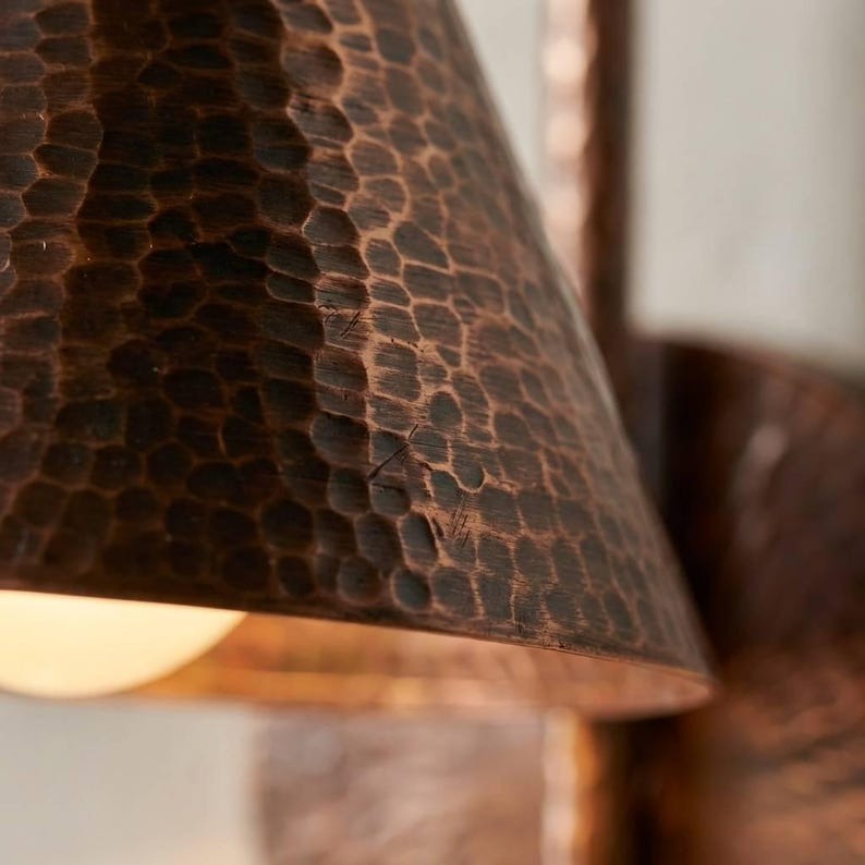 Handmade Moroccan Brass Wall Sconce – Hammered Copper Brass Cone Wall Light with Curved Gooseneck Arm, Rustic Boho Bedside Lamp for Bedroom, Hallway, Bathroom & Entryway