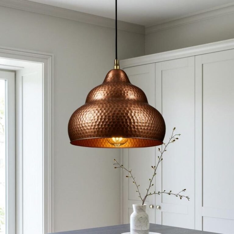 Hammered Copper Onion Dome Pendant Light, Handmade Moroccan Copper Kitchen Island Chandelier, Rustic Boho Farmhouse Hanging Ceiling Light Fixture