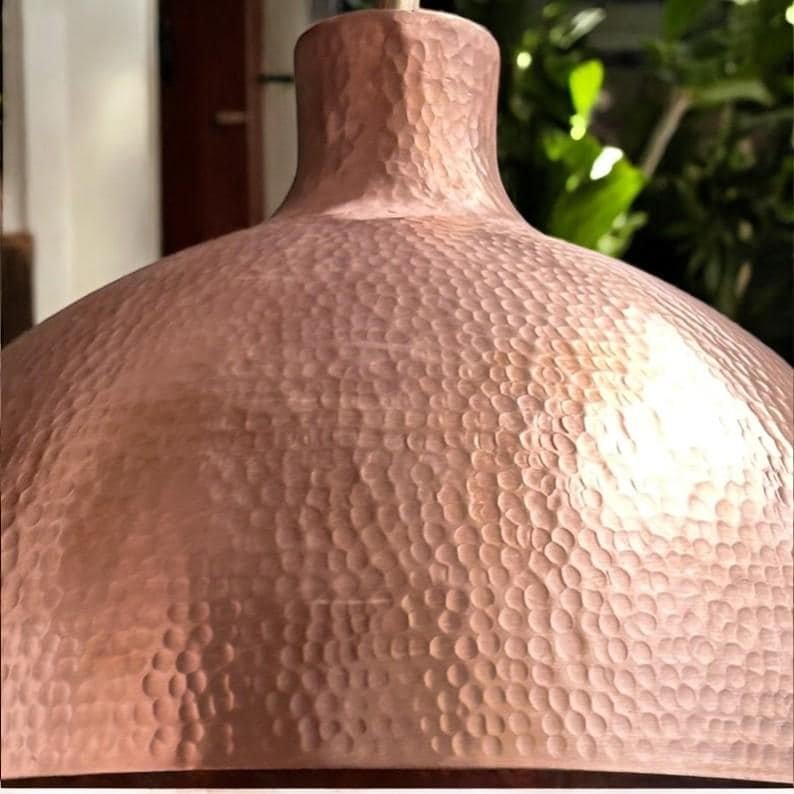 Hammered Copper Dome Pendant Light, Handmade Moroccan Copper Kitchen Island Chandelier, Rustic Rose Copper Hanging Lamp, Boho Farmhouse Ceiling Light Fixture