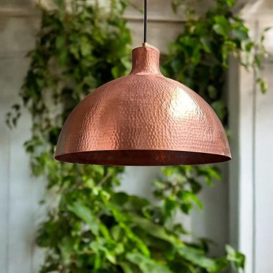Hammered Copper Dome Pendant Light, Handmade Moroccan Copper Kitchen Island Chandelier, Rustic Rose Copper Hanging Lamp, Boho Farmhouse Ceiling Light Fixture