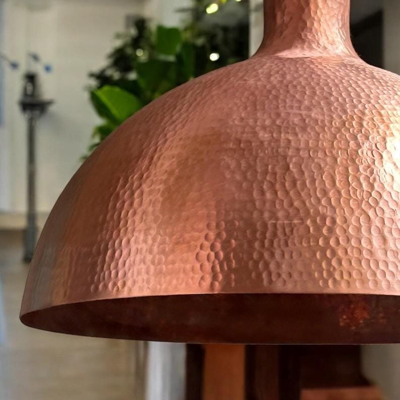 Hammered Copper Dome Pendant Light, Handmade Moroccan Copper Kitchen Island Chandelier, Rustic Rose Copper Hanging Lamp, Boho Farmhouse Ceiling Light Fixture