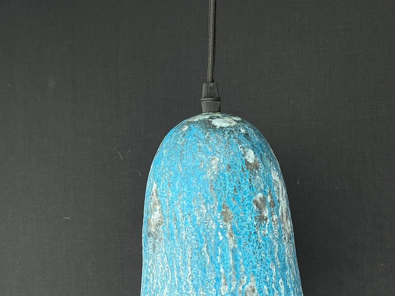 Handmade Moroccan Brass Pendant Light – Blue Patina Bell Ceiling Lamp with Hammered Texture, Rustic Aged Finish & Modern Artisan Design