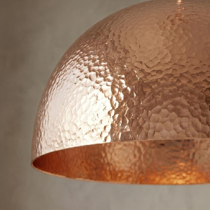Moroccan Brass Copper Finish Hammered Dome Pendant Light, Handmade Brass Kitchen Island Hanging Lamp, Boho Rustic Copper Chandelier, Modern Farmhouse Ceiling Light Fixture