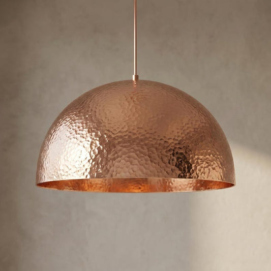 Moroccan Brass Copper Finish Hammered Dome Pendant Light, Handmade Brass Kitchen Island Hanging Lamp, Boho Rustic Copper Chandelier, Modern Farmhouse Ceiling Light Fixture