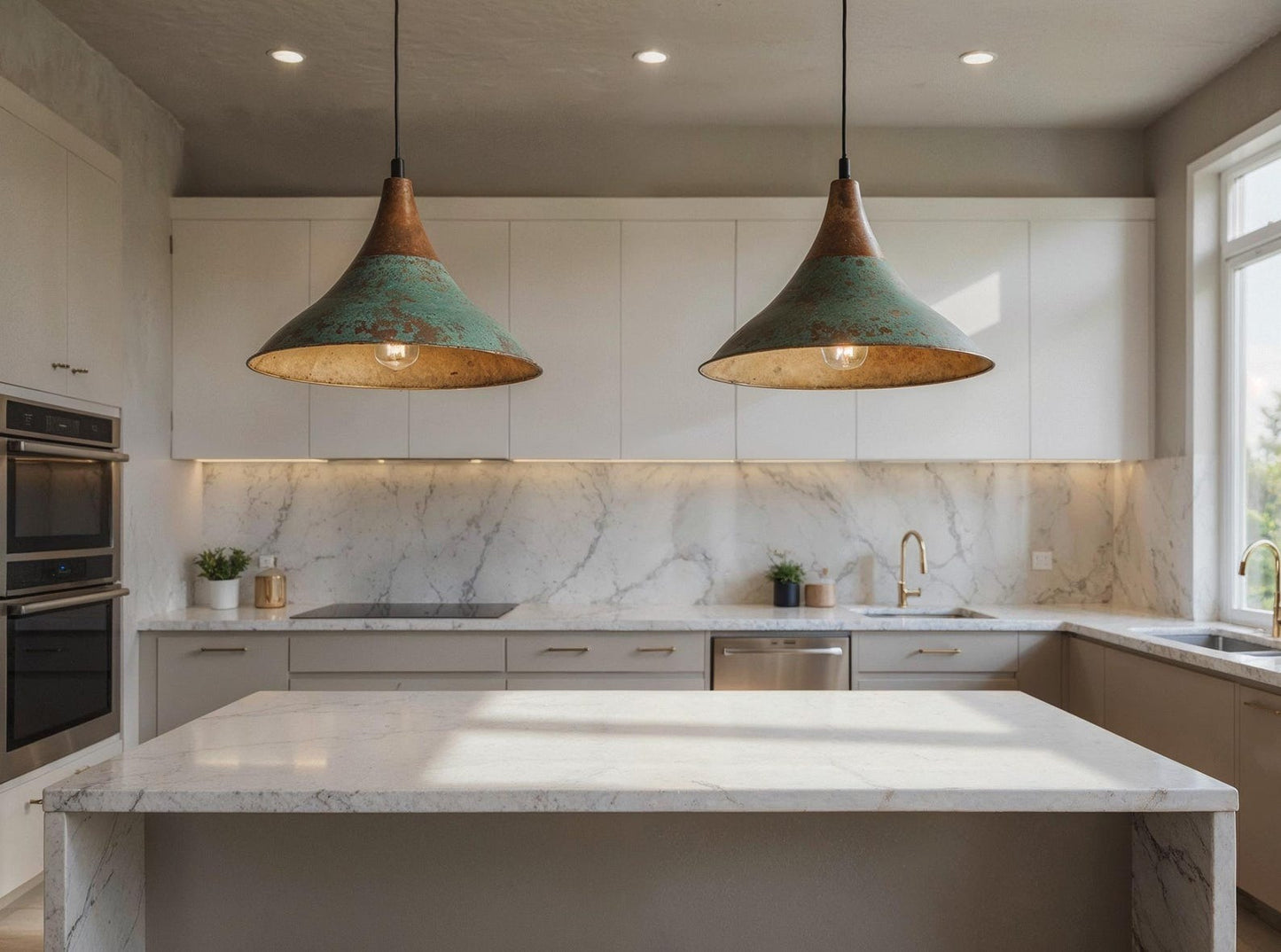 Green Patina Copper Cone Pendant Light, Handmade Moroccan Verdigris Hanging Lamp, Rustic Copper Kitchen Island Chandelier, Boho Farmhouse Ceiling Light Fixture