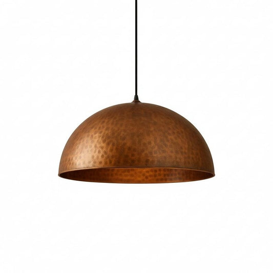 Handmade Hammered Brass Pendant Light – Moroccan Large Dome Hanging Lamp for Kitchen Island, Dining Room, Living Room & Rustic Boho Home Decor