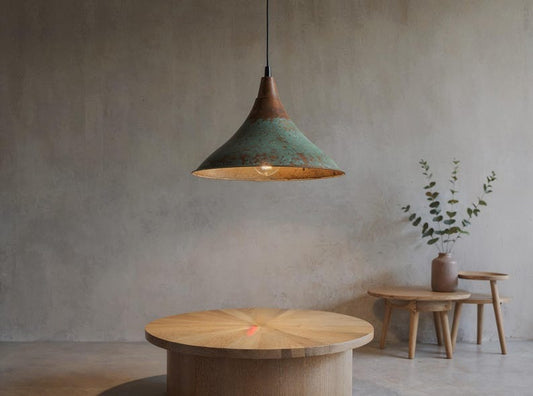 Green Patina Copper Cone Pendant Light, Handmade Moroccan Verdigris Hanging Lamp, Rustic Copper Kitchen Island Chandelier, Boho Farmhouse Ceiling Light Fixture