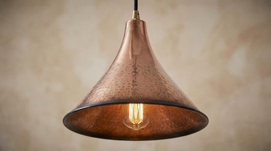 Handmade Moroccan Brass Pendant Light – Hammered Copper Finish Cone Ceiling Lamp, Rustic Kitchen Island & Dining Room Lighting