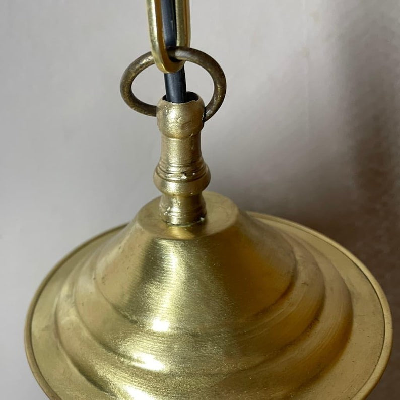 Handmade Moroccan Brass Pendant Light – Large Sculptural Wavy Ceiling Lamp, Hammered Gold Brass Statement Chandelier for Living Room & Dining Room