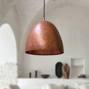 Hammered Copper Bell Pendant Light, Handmade Moroccan Copper Kitchen Island Chandelier, Rustic Rose Copper Hanging Lamp, Boho Farmhouse Ceiling Light Fixture