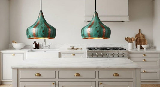 Set of 2 Green Patina Copper Onion Dome Pendant Light, Handmade Moroccan Verdigris Copper Kitchen Island Chandelier, Rustic Boho Farmhouse Hanging Ceiling Light Fixture