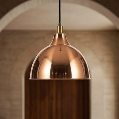 Polished Copper Dome Pendant Light, Handmade Moroccan Copper Kitchen Island Chandelier, Rose Copper Hanging Lamp, Modern Rustic Farmhouse Ceiling Light Fixture