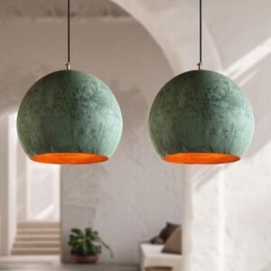 Green Patina Copper Globe Pendant Light, Handmade Moroccan Round Copper Chandelier, Verdigris Kitchen Island Hanging Lamp, Rustic Boho Farmhouse Ceiling Light Fixture