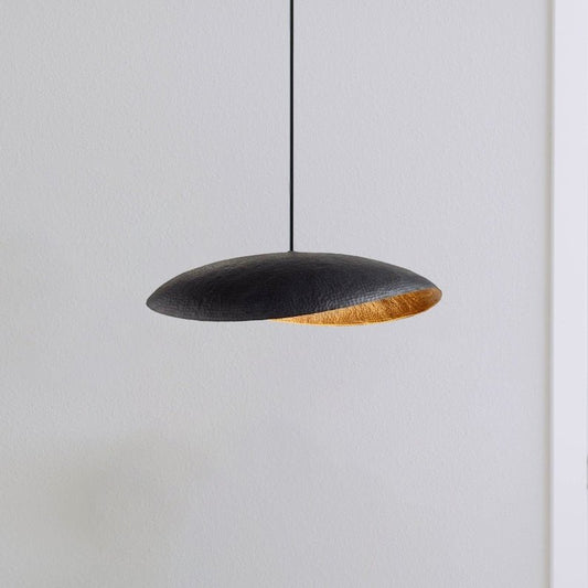 Black Saucer Pendant Light, Handmade Moroccan Brass and Black Hanging Lamp, Minimalist Oval Kitchen Island Chandelier, Modern Rustic Boho Ceiling Light Fixture