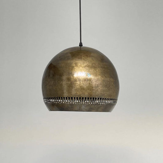 Antique Brass Dome Pendant Light, Handmade Moroccan Pierced Brass Hanging Lamp, Rustic Hammered Brass Kitchen Island Chandelier, Boho Farmhouse Ceiling Light Fixture