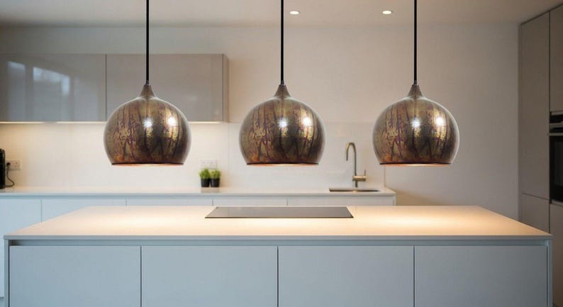 Handmade Moroccan Brass Globe Pendant Light – Aged Antique Brass Hanging Lamp with Artistic Patina Finish, Warm Boho Mediterranean Ceiling Light for Kitchen Island, Dining Room, Bedroom & Entryway