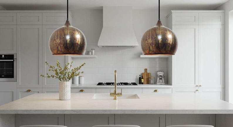 Handmade Moroccan Brass Globe Pendant Light – Aged Antique Brass Hanging Lamp with Artistic Patina Finish, Warm Boho Mediterranean Ceiling Light for Kitchen Island, Dining Room, Bedroom & Entryway