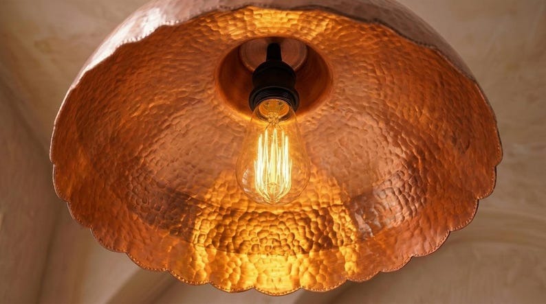 Handmade Brass Moroccan Dome Pendant Light – Multicolor Verdigris Patina & Copper Hammered Brass Hanging Lamp, Scalloped Kitchen Island Ceiling Fixture
