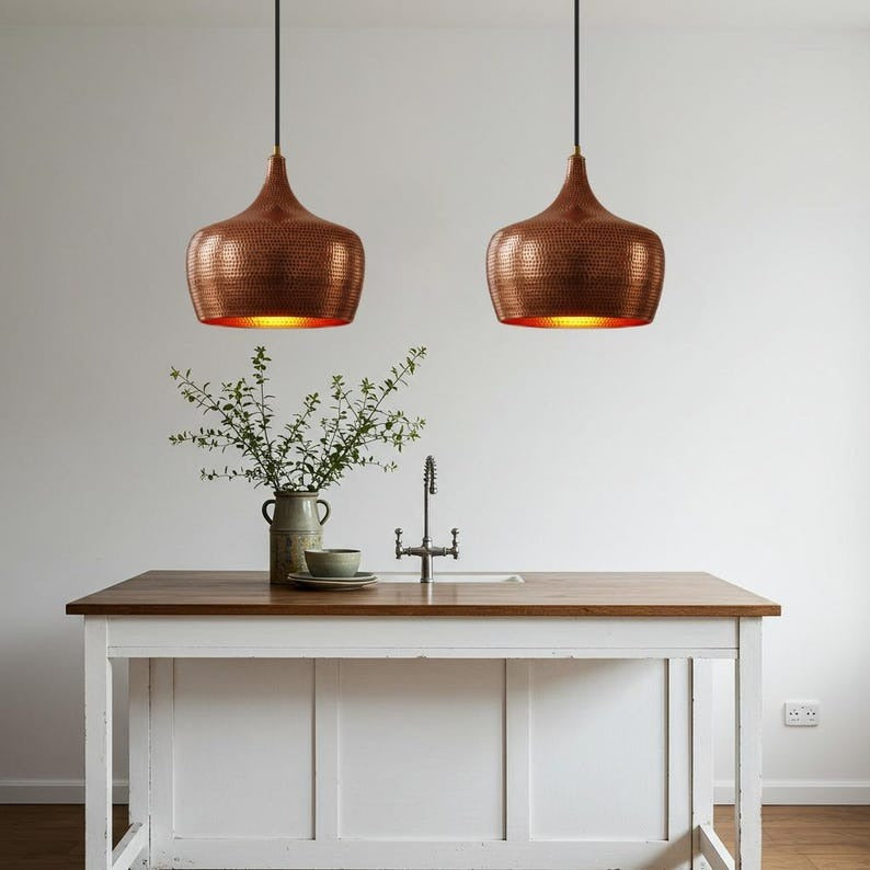Hammered Brass Onion Dome Pendant Light – Copper Moroccan Kitchen Island Chandelier