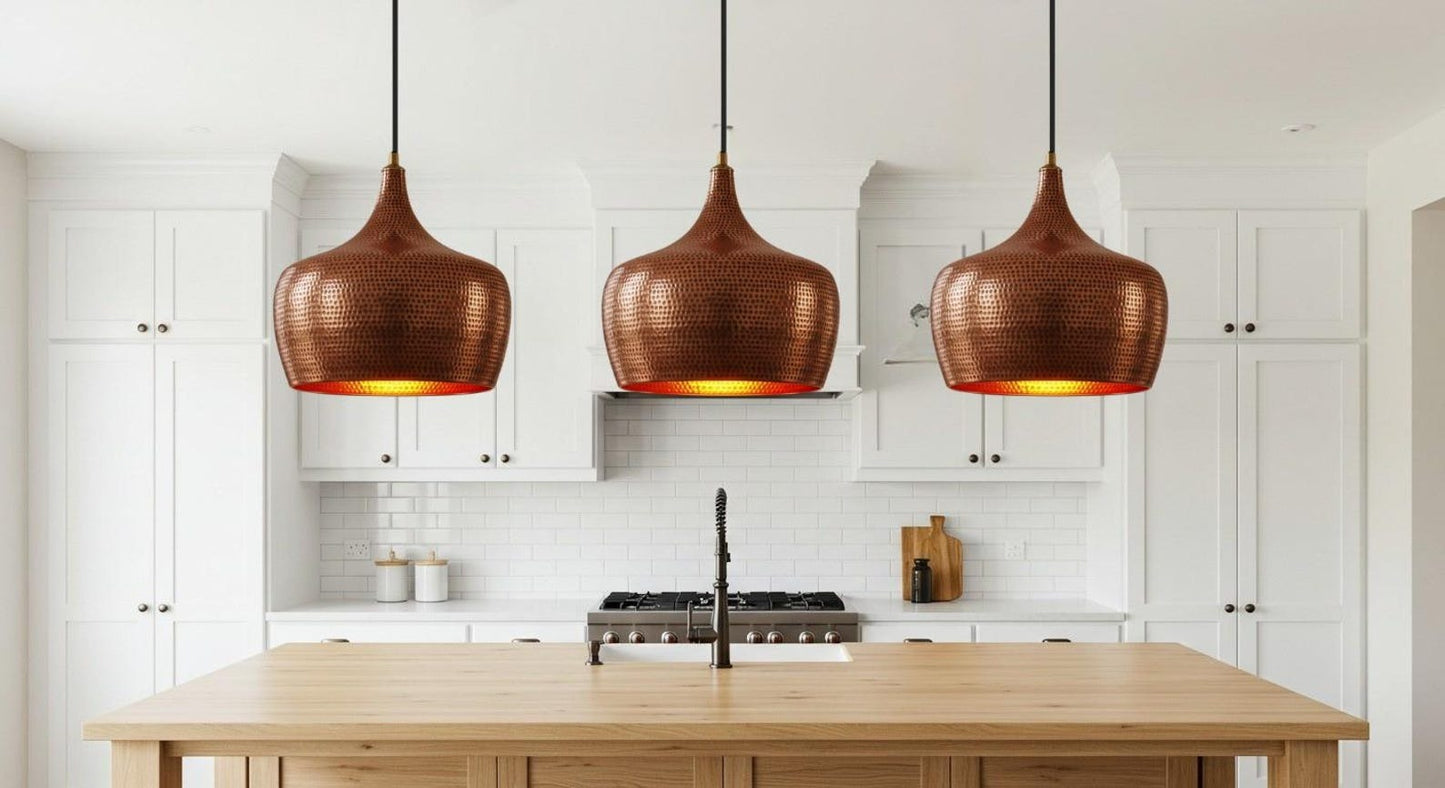 Hammered Brass Onion Dome Pendant Light – Copper Moroccan Kitchen Island Chandelier
