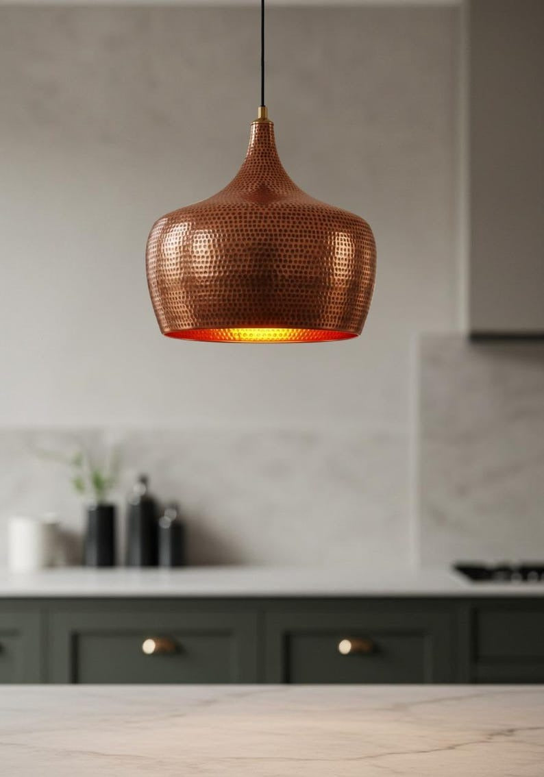 Hammered Brass Onion Dome Pendant Light – Copper Moroccan Kitchen Island Chandelier
