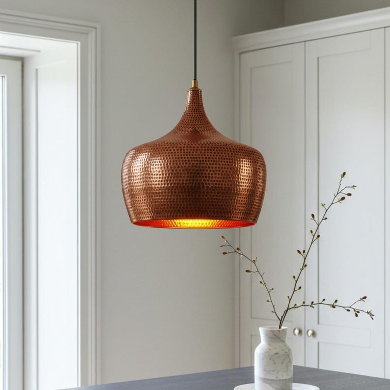 Hammered Brass Onion Dome Pendant Light – Copper Moroccan Kitchen Island Chandelier