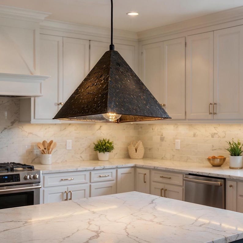 Dark Oxidized Copper Cone Pendant Light, Handmade Moroccan Blackened Copper Kitchen Island Chandelier, Rustic Hammered Hanging Lamp, Industrial Boho Farmhouse Ceiling Light Fixture