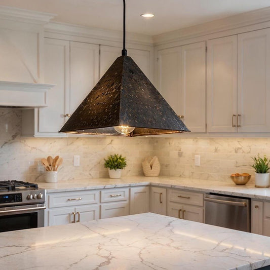 Dark Oxidized Copper Cone Pendant Light, Handmade Moroccan Blackened Copper Kitchen Island Chandelier, Rustic Hammered Hanging Lamp, Industrial Boho Farmhouse Ceiling Light Fixture